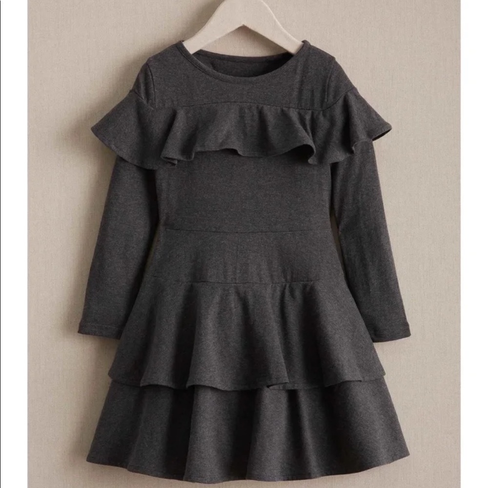 NWT Chasing Fireflies Charcoal Girls Ruffle Yoke Dress 4T